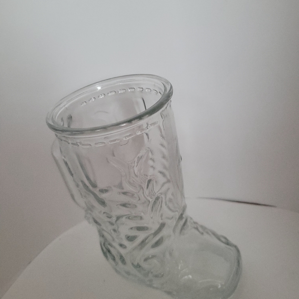 Vintage 1960's Glass Cowboy Boot Shape Beer Mug Stein Mexico